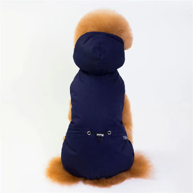 Собака мелких пород комбинезон одежда теплая четыре ноги собачья Пижама щенок комбинезон для домашних животных пальто для больших собак Teddy Чихуахуа Тедди - Цвет: Navy