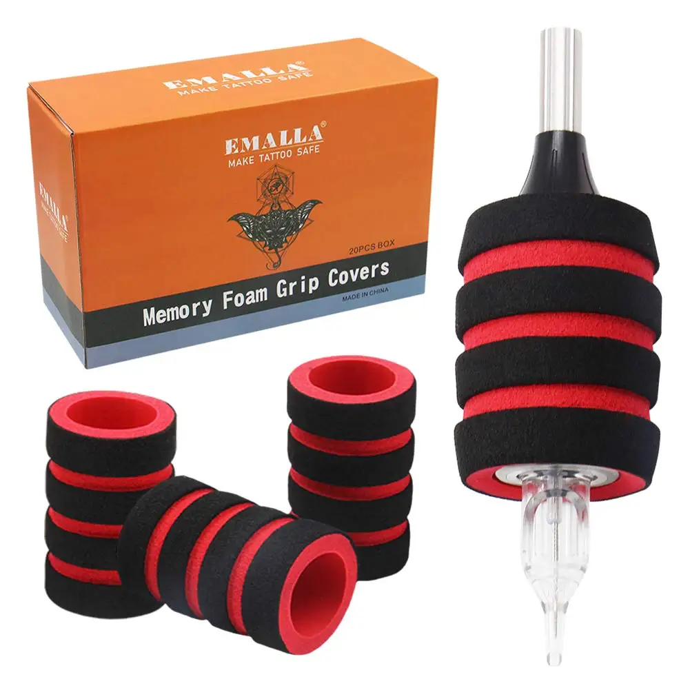 

20pcs Disposable Sterilized Memory Foam Tattoo Grip Covers 22mm Packaged for Stainless Steel or Disposable Tattoo Tubes