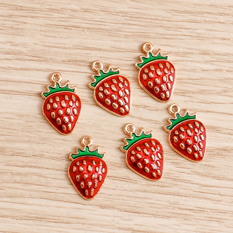 10pcs/lot Cute Enamel Charms for Earrings Pendants Necklace Fruit