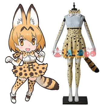 

[Stock] Anime Kemono Friends Sabaru Cosplay Costumes Cute Cat Uniform Tops+Skirt+Bow Tie+ Socks+ Gloves+ Plush Ears+ Tail+ Blet