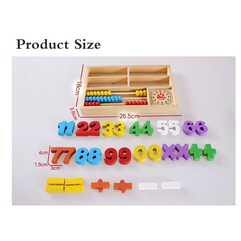 Math Toys Multifunction Abacus Clock Cognition Counting Wooden Montessori Mathematical Educational Parent-child Baby Children