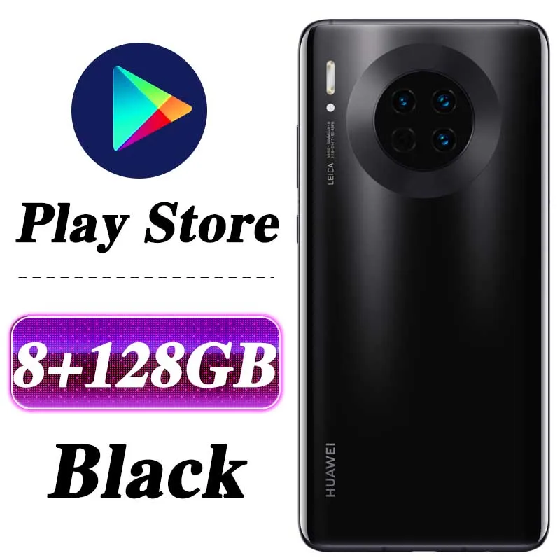 6,62 дюймов,, HUAWEI mate 30, мобильный телефон Kirin 990, четыре ядра, Android 10, датчик жестов, 40 Вт, HUAWEI SuperCharge, Google play - Цвет: 8G 128G Black