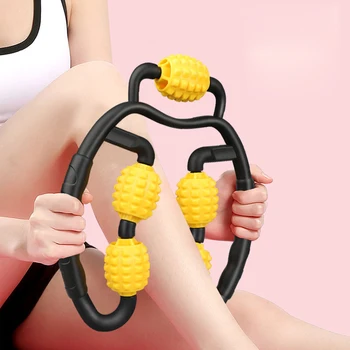 

U Shape Trigger Point Massage Roller for Arm Leg Neck Muscle Tissue for Fitness Gym Yoga Pilates Sports 5 Wheel
