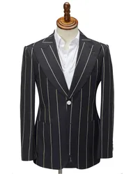 Stripe Men Suits One Piece Tuxedo Peak Lapel Groomsmen Wedding Suit Fashion Men's Business Blazer Jacket