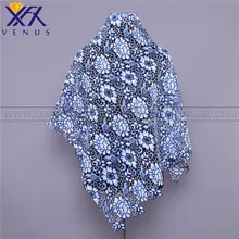 XFX Венера 1 ярд африканская кружевная ткань французский тюль кружева синяя вышивка кружевная ткань нигерийское Свадебное кружево для платья