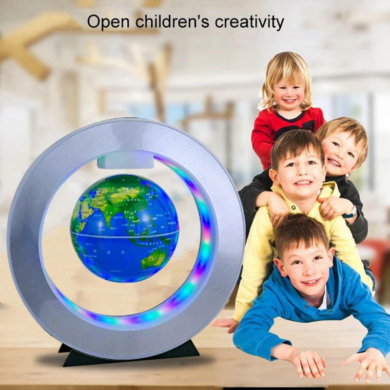 Magnetic Levitation Earth Round Led Floating Light Anti-Gravity Creative Light Plasma Ball Novelty Gift Blue Plastic Us Plug