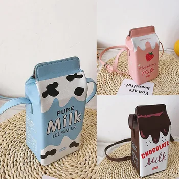 

Cartoon Printed Fruit Milk Ladies Shoulder Bag Mini Mobile Wallet Bag Leather Female Crossbody Bag