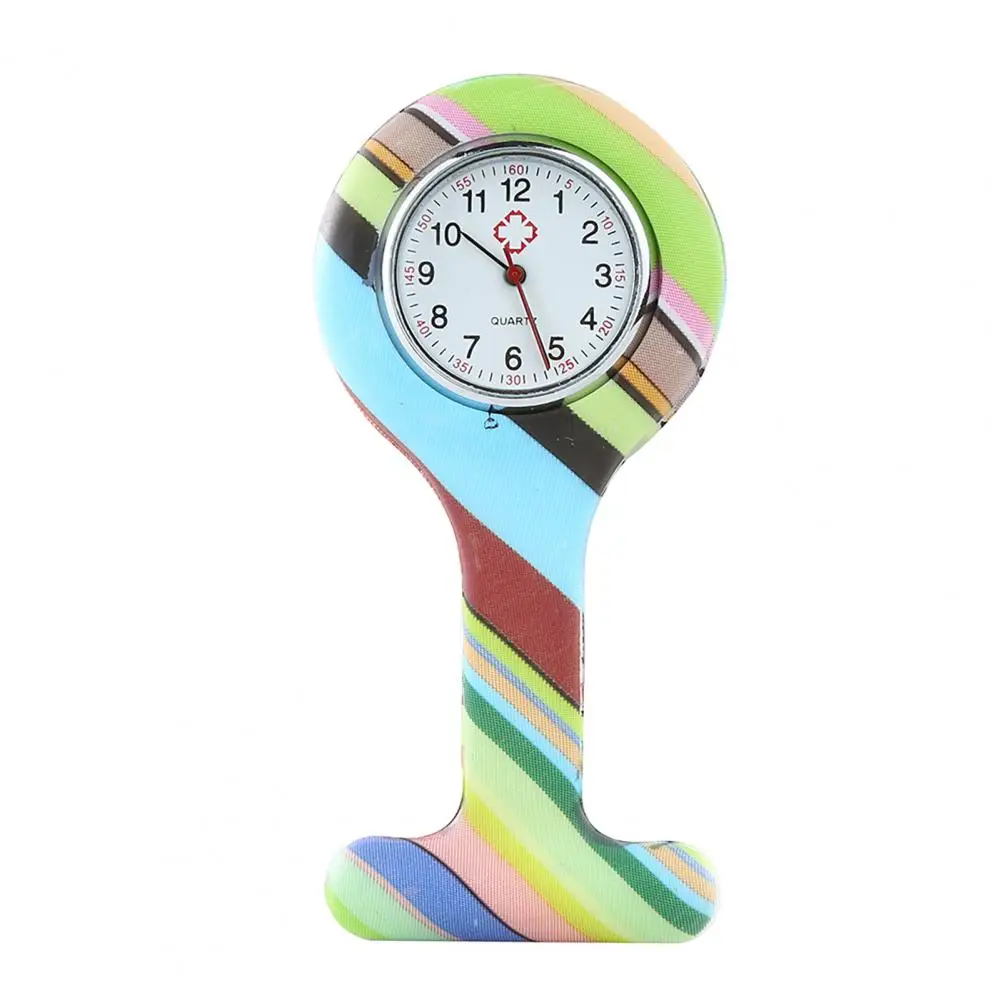 Pocket Watch Casual Silicone Nurse Watch Multicolor Pattern Arabi Numerals Round Dial Women Nurses Brooch Tunic Fob Watches Pocket Watches