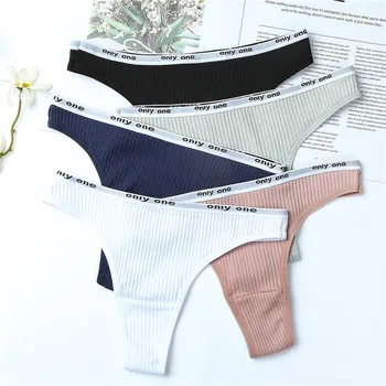3Pcs/Lot Women’s Cotton G-String Thong Panties String Underwear Women Briefs Sexy Lingerie Pants Intimate Ladies Letter Low-Rise