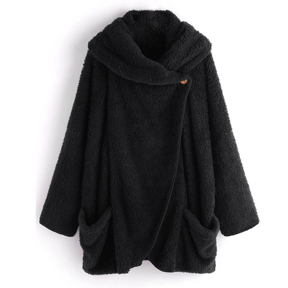 Новое Женское пальто большой 5XL большой отворот Свободная куртка плюшевый пушистый однобортный пиджак осень зима женская теплая одежда