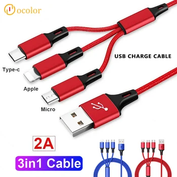 

3 IN 1 Type-C 8Pin Micro USB Cable For iPhone 6 6S 7 8 Plus X XR 11 11 Pro 11 Pro Max Tpye C USB Charging Wire Line Cord