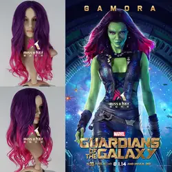 Высокое качество фильм стражи Галактики Gamora парик играть волосы Мстители комикс Косплей Аксессуары Marvel костюм на Хэллоуин