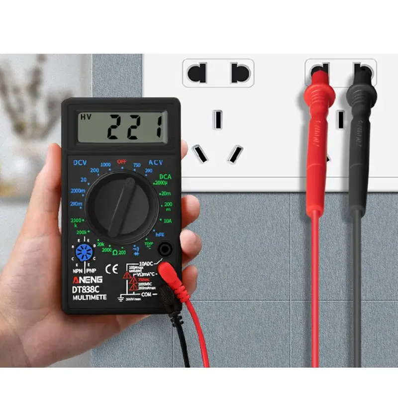 DT838 цифровой мультиметр тест er AC/DC Напряжение Ток Сопротивление Temp тестовый метр 448A