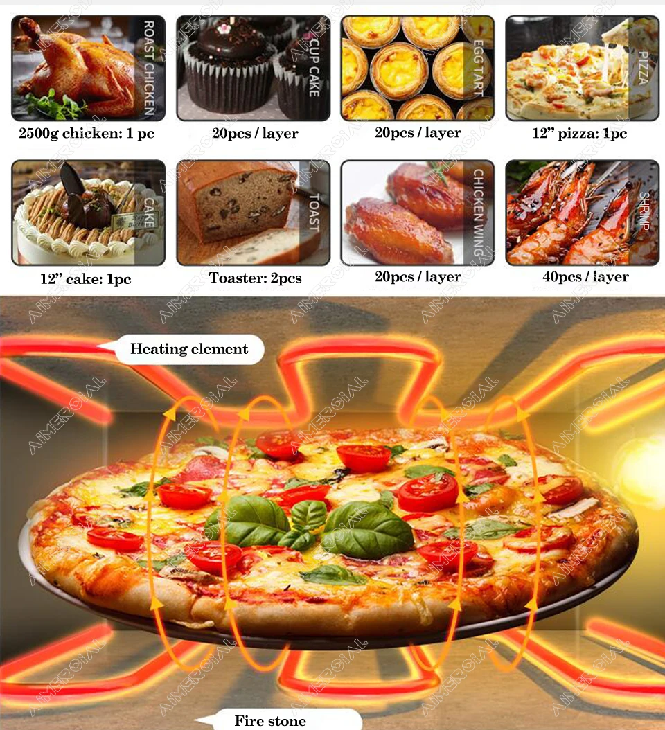EP1ST/EP2ST Electric Pizza Oven 2KW/3KW Commercial Baking oven Single/Double layer Pizza Baking machine Bakery oven with Timer T