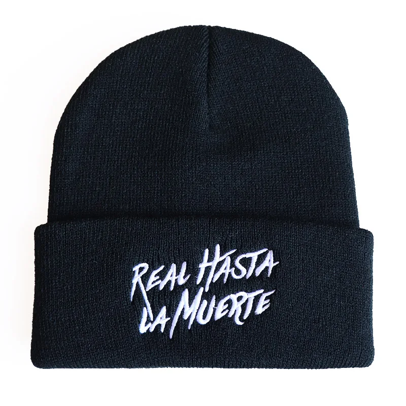 Супер звезда настоящий хаста La Muerte Beanies Новые повседневные мужские и женские вязаные зимние шляпы для мальчиков и девочек Skullies Вышивка Прямая