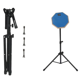 

Wooden Drum Pad Stand Holder Aluminum Alloy Foldable Three-Legged Stand with 8 Inch Blue Rubber Wooden Dumb Drum