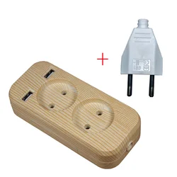 Enhanced Product Title: 

Portable Power Strip with EU Plug: Dual USB Ports, 1200W Capacity - Wood with plug