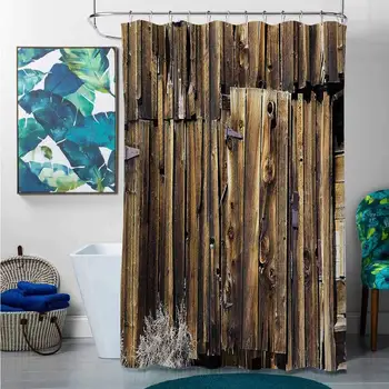 

Shower Curtains for Bathroom Country Rustic,Oak Barn Siding Door Cracked Rusted Hinges Dated Timber Mansion Farmland Nobody