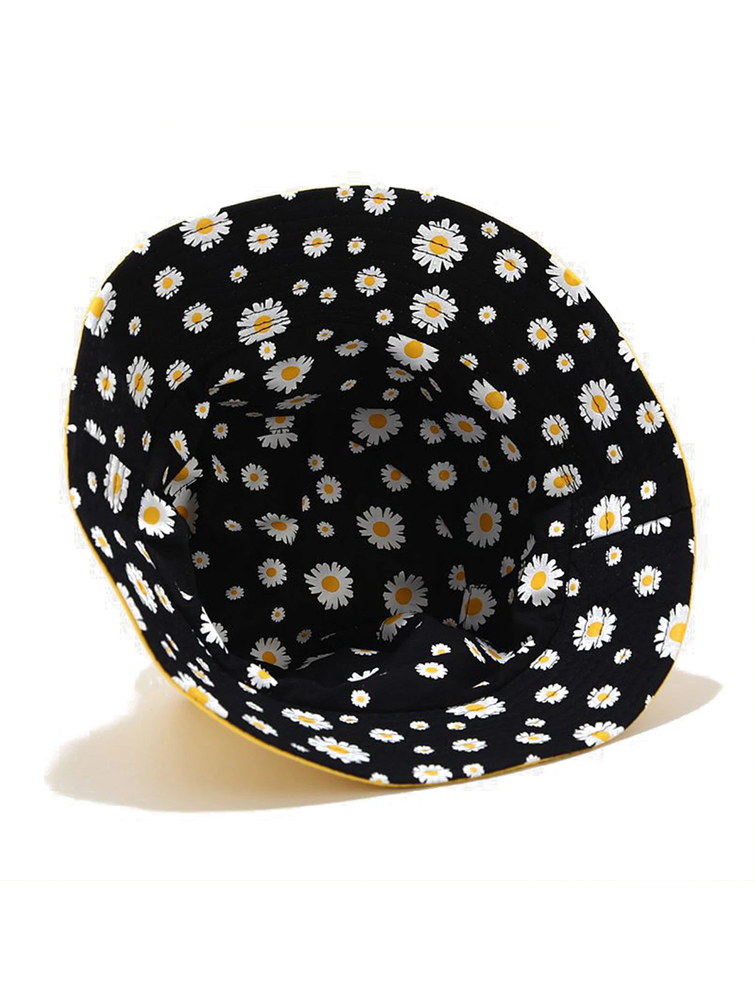 New Fashion Cow Print/ Daisy Embroidery Hat White Black Bucket Hat Reversible Fisherman Caps Summer Cool Hats For Women Gorras