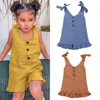 

SZYADEOU Infant Baby clothes jumpsuit комбинезон детский Girls Summer Sleeveless Ruffle Romper Jumpsuit Overalls jumpsuits