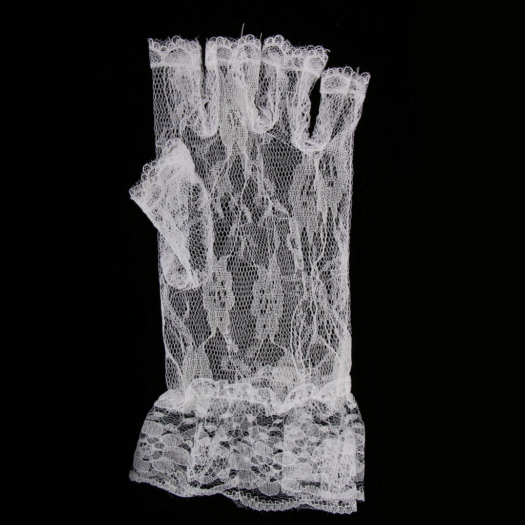 Vintage Short Lace Gloves Fingerless Wedding Evening Party Gloves 20s Flapper Gloves Victorian Gothic Fancy Dress Accessories