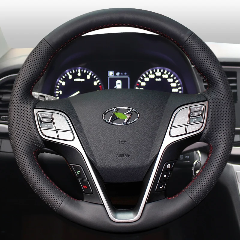 

For Hyundai Grand SantaFe DIY custom leather hand-sewn steering wheel cover car wheel cover accessories