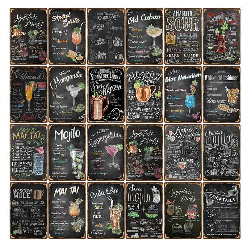 Mojito Куба свободный коктейль винтажные металлические знаки жестяные знаки Ретро паб клуб бар декоративные тарелки настенные таблички домашний декор 20x30 см