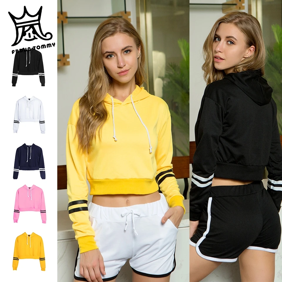 

2019 FRDUN TOMMY Women's sweatshirt girls sudadera mujer cropped Hoodies women Crop Pullover Top sexy crop top moletom feminino