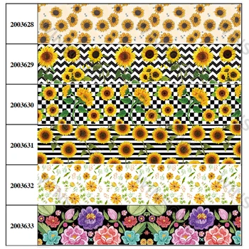 

10yards different sizes chrysanthemum pattern flowers printed grosgrain ribbon
