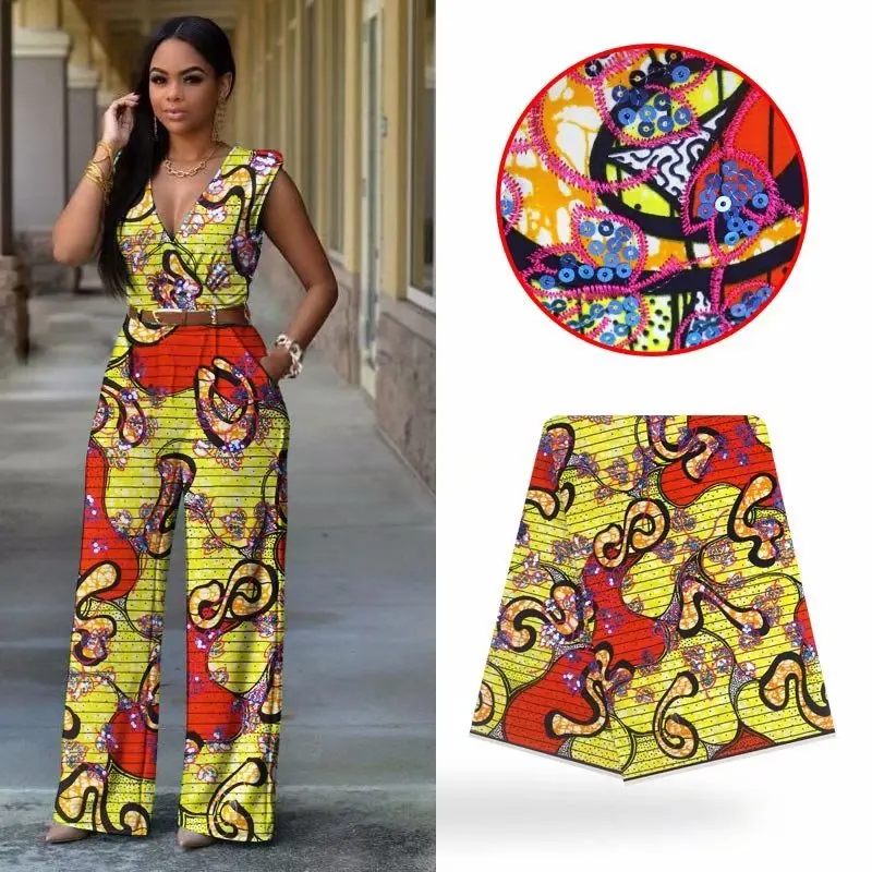 

African Wax Prints Fabric Sequins Wax Fabric African Print Fabric Nigerian African Ankara Fabric YB01