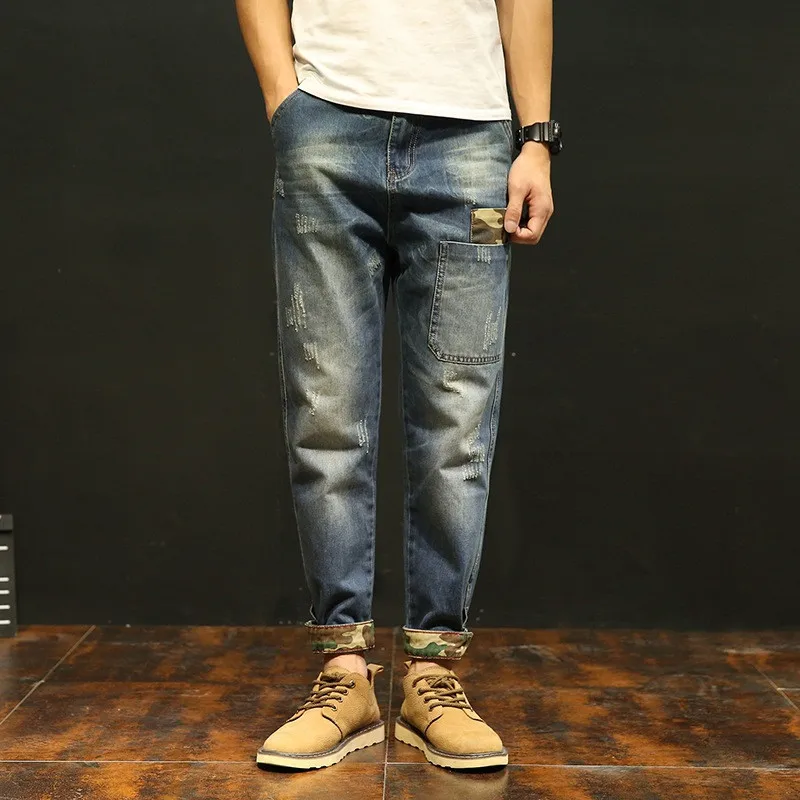 

Ymwmhu Camouflage Graphic Men Jeans Fashion Summer Denim Trousers Casual Cotton Jeans Man Autumn Tapered Pants Soft Street-wind