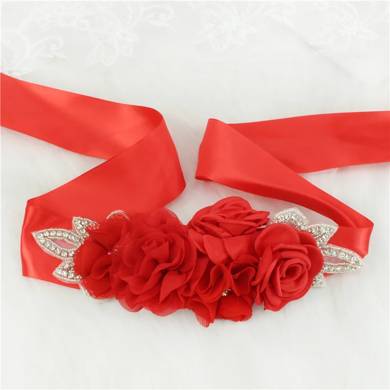 Bridal Waistband Wedding Accessories Bridal Wedding Belts Rhinestone Satin Flower Sash Woman Girl Waistband Sashes Belt