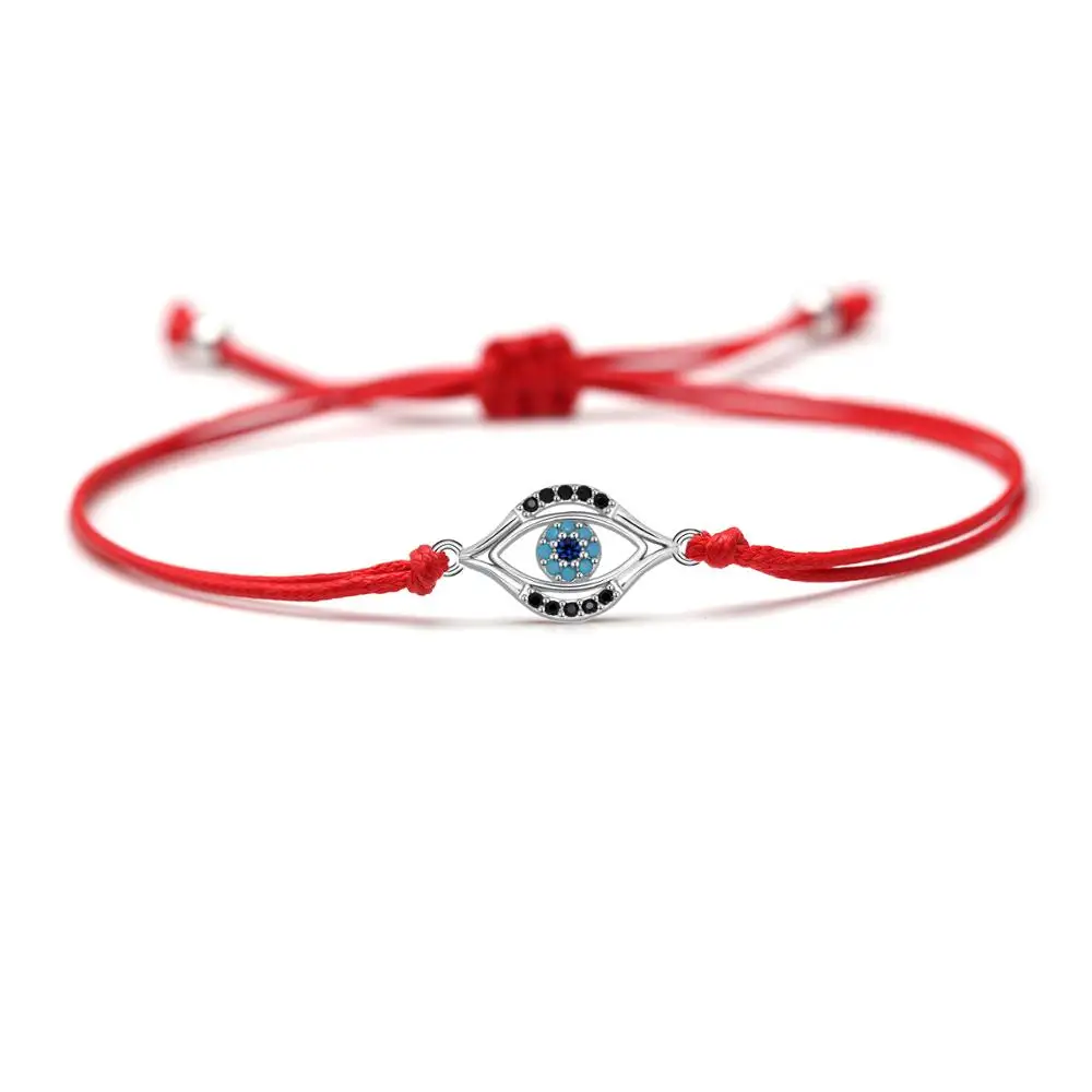 

Black Blue CZ Crystal Copper Evil Eye Charm Braided Bracelet Women Men Black Pink Blue Red String Zircon Charm Lovely Jewelry He