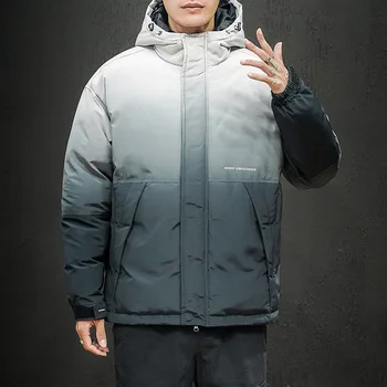 

Winter Man Personality Gradual Change Tide Cotton-padded Clothes Teenagers Even Hat Printing Keep Warm Will Cotton-padded Jacket