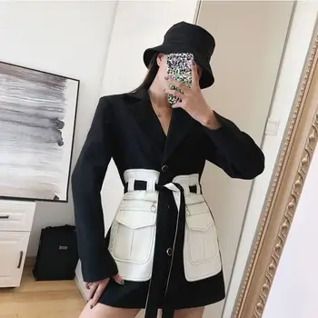 

Autumn Jacket Single Breasted Long Sleeve Ladies Blazer Women Coat Patchwork Matching Slim Suit