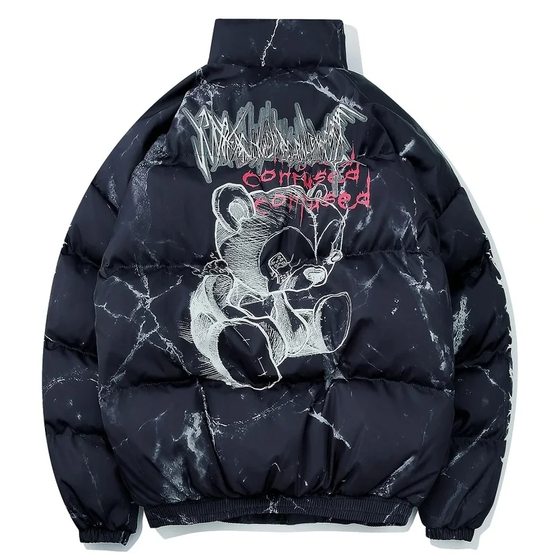

Winter Coat Hip Hop Zipper Pockets Thick Warm Jackets 2020 Casual Texture Printing Jacket Men Coat Men Fashion Streetwear Tops