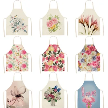 

Free Shipping 1PCS High Quality Cotton Linen Flower series thickened multi-function kitchen apron waterproof & greaseproof