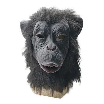 

Halloween Funny Black Gorilla Mask Orangutan Monster Mask Full Head Fur Mane Latex Adult Creepy Animal Mask Cosplay Costume