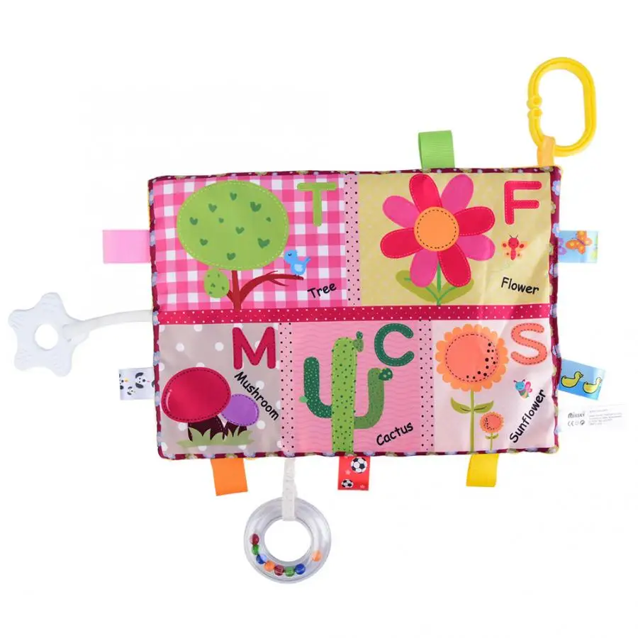 Flower Baby Appease Towel Newbron Infant Comforting Appeasing Soothing Calm Pacify Towel Sound Paper Blanket With Teether Toy - Color: Flower