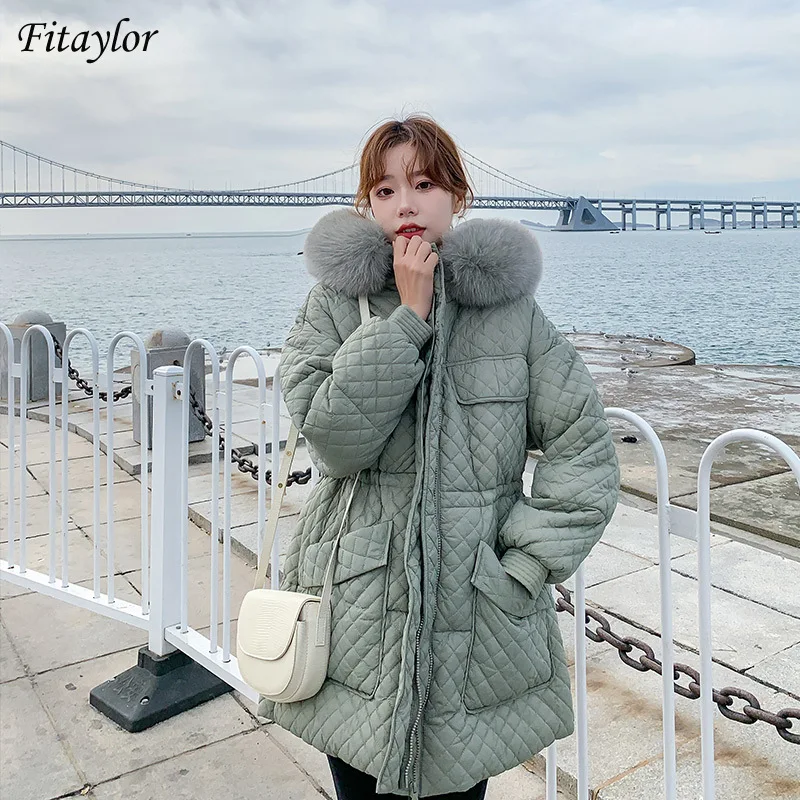 Fitaylor-Parkas de plumón de pato para mujer, abrigo con capucha de piel de de talla mediana y grande, cálido y grueso, ropa de invierno, 90% - AliExpress Ropa de