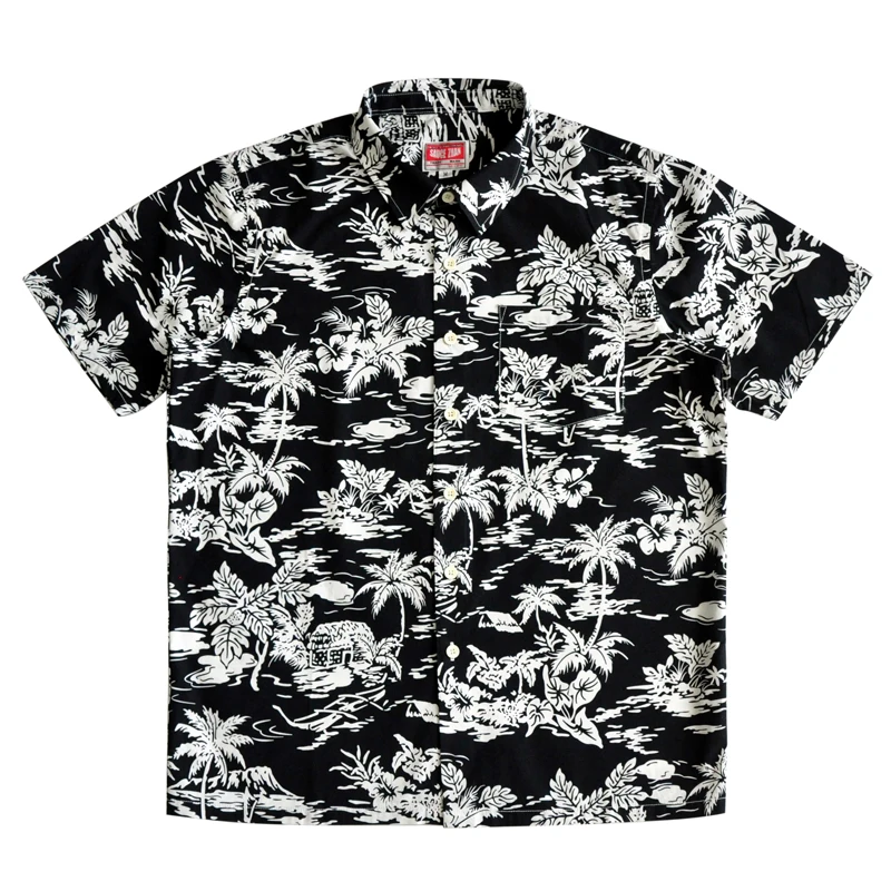 Saucezhan mens shirts men summer shirts Short sleeve Printed shirt Hawaiian shirt Pure cotton Comfortable and breathable
