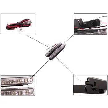 

White DC 12V 155x17.8x35.6mm 2pcs 8-LED Daytime Car LED Lights Running Super Bright