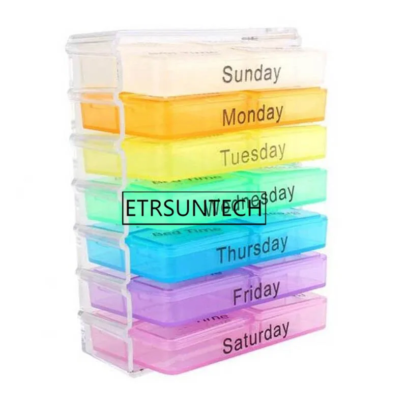 

50 шт. Портативный для лекарств на неделю хранение таблеток 7 дней планшет сортировочная Коробка Контейнер Чехол Органайзер для здоровья