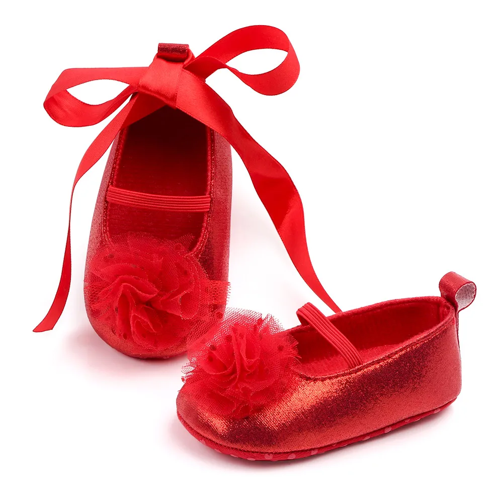 Детская обувь принцессы для новорожденных вечерние ленточный ремешок обувь с мягкой подошвой и цветочным рисунком не кроссовки для маленьких мальчиков 0-18 месяцев