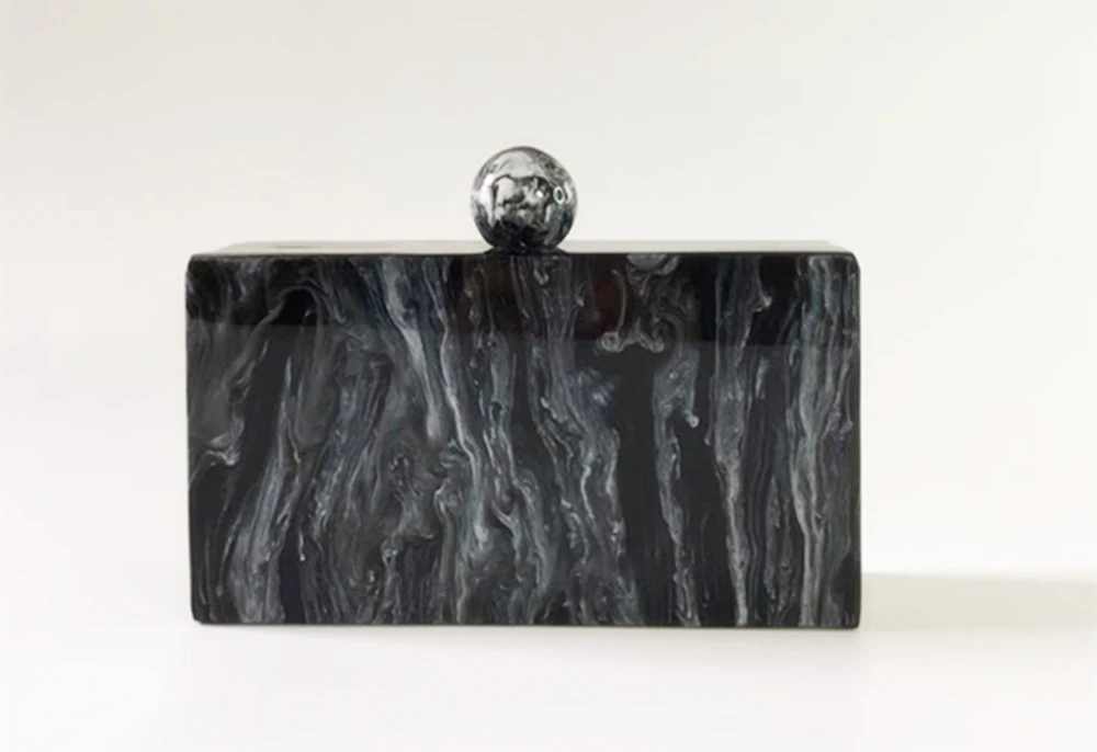 Luxy Moon Small Acrylic Black Purse For Wedding Front View