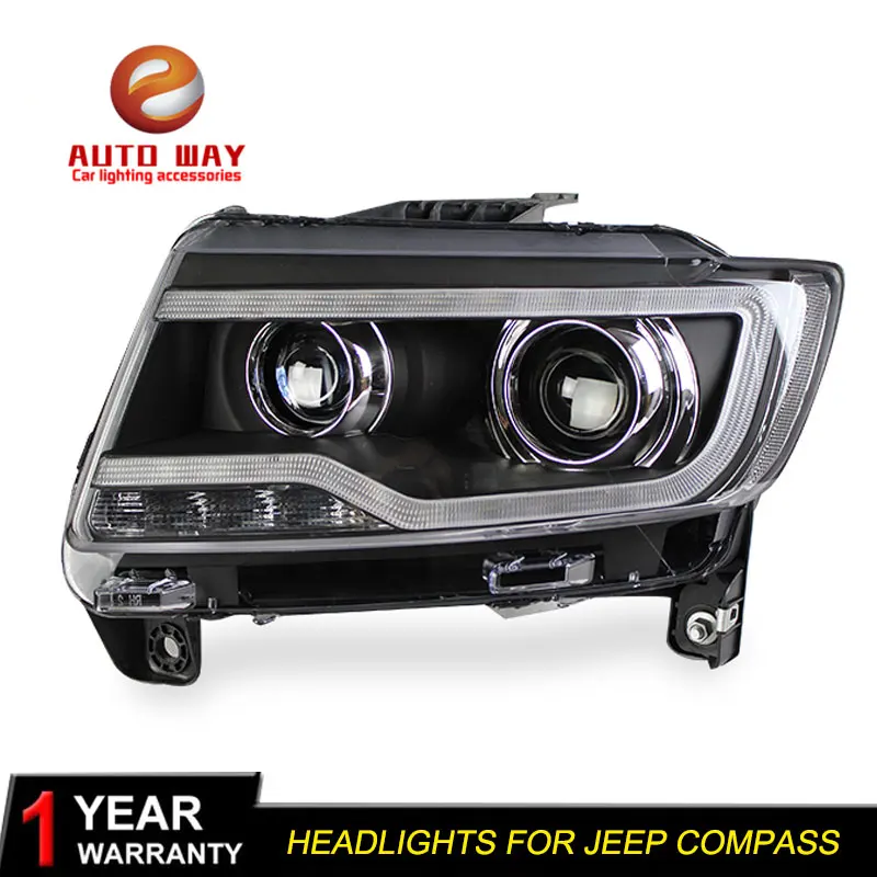 Автомобильный Стайлинг чехол для передней фары Jeep Compass 2011 2017 светодиодный ная