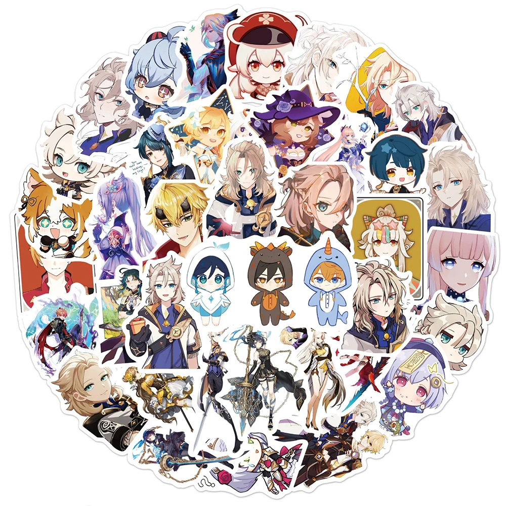 

10/30/50PCS Genshin Impact Anime Stickers Fridge Laptop Water Bottle DIY Graffiti Waterproof Cartoon Decal Sticker Packs Kid Toy