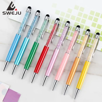 

3pcs/lot Capacitive touch ballpoint pen luxurious diamond spinning pens 1.0mm black blue ink office & school supplier