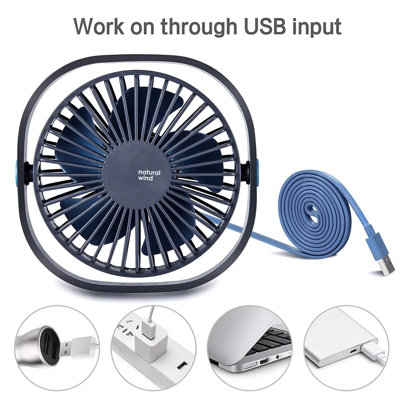 

3 Speed Mini Portable PC Fan USB Desktop Fan with 3 Speeds 360 Â° Rotation Adjustable for Office, Home, Travel, Camping