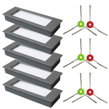 

5* Filters + 6* Side Brushes For Ecovacs Deebot Ozmo 900 DN5G Vacuum Cleaner New